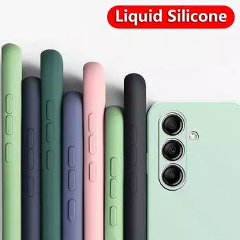 Жидкий силиконовый мягкий чехол для телефона Samsung Galaxy A05 A05S A35 A55 A54 5G A05 A16 A26 S23 FE S23+ S24 5G S25 Plus для Redmi 13C 14C Note 14 12 Samsung Galaxy A04 чёрный