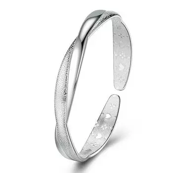 Kwai Китай-шикарный матовый блестящий песочный браслет с переплетенным любовным узором, креативный посеребренный витой браслет Adjustable size