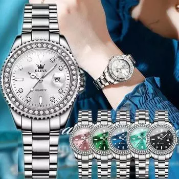 Кварцевые бриллиантовые роскошные часы для женщин, водонепроницаемые, модные, с ремешком из нержавеющей стали, женские наручные часы с подсветкой розовый