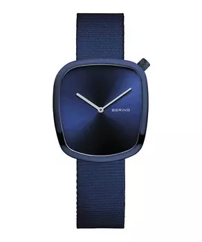 Кварцевые часы BERING Pebble Blue с сетчатым ремешком из нержавеющей стали. Подлинный импортный продукт. Внутренняя гарантия 3 года. Сапфировое стекло, устойчивое к царапинам. тёмно-синий