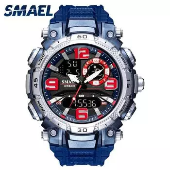 Кварцевые часы для мужчин SMAEL часы водостойкий секундомер светодиодные часы мужские часы 1921 спортивные часы мужские relogio masculino цифровые