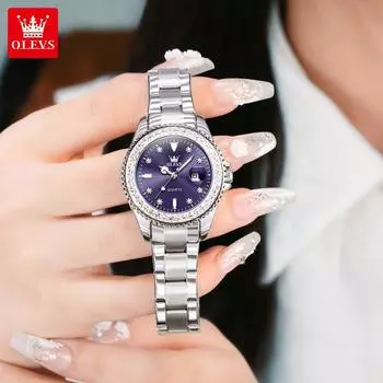 Кварцевые часы для женщин Роскошные элегантные женские наручные часы с бриллиантами из нержавеющей стали Водонепроницаемые часы с датой розовый