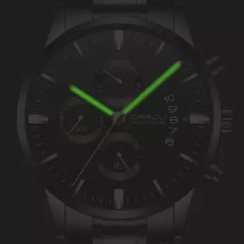 Кварцевые часы из нержавеющей стали, водонепроницаемые часы, многофункциональные наручные часы с хронографом и датой серебряный