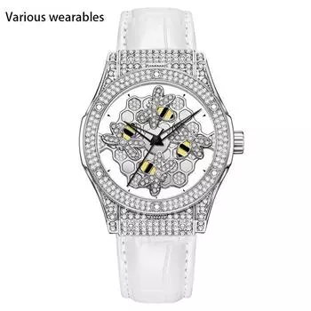 Кварцевые часы, модные классические, для молодежи, для учеников младших классов средней школы, полые вращающиеся кварцевые часы с бриллиантами