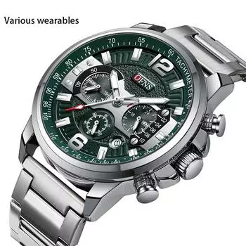 Кварцевые часы Мужские часы Three Eyes Шестистрелочный хронограф Многофункциональный календарь Мужские часы