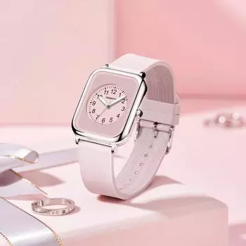 Кварцевые часы розовые черные квадратные водонепроницаемые женские часы нежные элегантные модные часы женские
