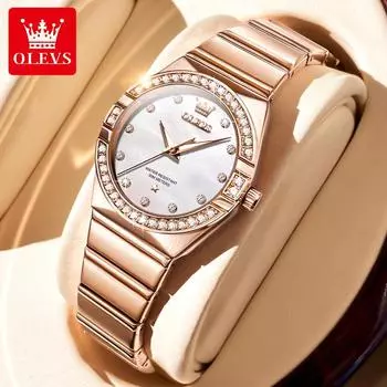 Кварцевые часы с бриллиантовой инкрустацией, женские водонепроницаемые светящиеся часы с ремешком из нержавеющей стали, праздничный подарок, изысканные женские подарочные часы белый