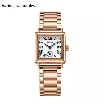Кварцевые часы с двумя с половиной стрелками, простые нишевые часы с квадратной римской шкалой, кварцевые женские часы