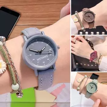 Кварцевые часы с круглым циферблатом, кварцевый механизм, сверхлегкий, высокоточный, устойчивый к царапинам, декоративный, простой стиль, наручные часы для девочек, кварцевые часы, подарок для женщин розовый