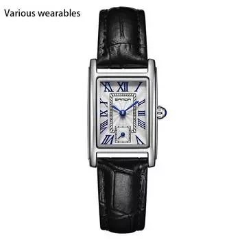 Кварцевые часы с квадратным стальным ремешком и римскими цифрами, водонепроницаемые кварцевые женские часы на пояс