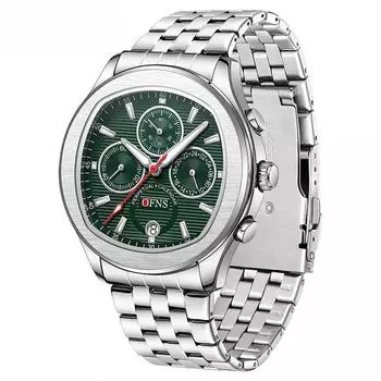 Кварцевые часы с тремя глазами и шестью иглами, мужские модные часы с календарем, водонепроницаемые часы со стальным ремешком