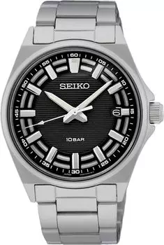 Кварцевые часы SEIKO, сделанные в Японии, SUR505, черные, с простым инструментом для регулировки ремешка, модель Overseas [Seiko] Мужские [Товар]