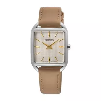Кварцевые часы SEIKO Square Design SWR089P1 Silver Beige Leather Band [Seiko] Женские [Товар]