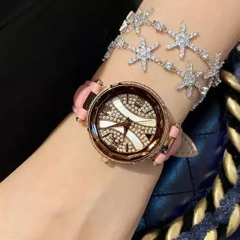 Кварцевые часы женские модные водонепроницаемые простые часы из гипсофилы со стразами
