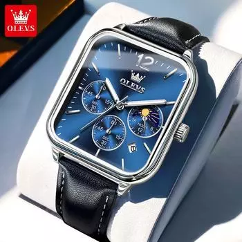 Кварцевые модные часы в подарок с прямоугольным циферблатом из нержавеющей стали, наручные часы с календарем и светящимся хронографом steel band чёрный