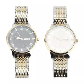 Кварцевые мужские часы, деловые стильные наручные часы, водонепроницаемые мужские часы с функцией даты для бизнеса Black face with gold trim