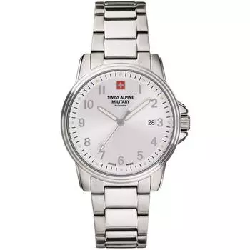 Кварцевые мужские часы Swiss Alpine Military от Grovana Leader с серебряным циферблатом 7011.1132 100M серебряный