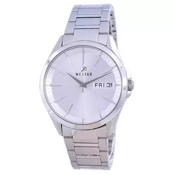 Кварцевые мужские часы Westar с серебряным циферблатом из нержавеющей стали 50212 STN 107