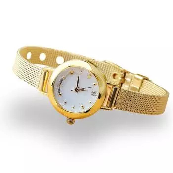 Кварцевые наручные часы для девочек с золотым маленьким шикарным стальным ремешком