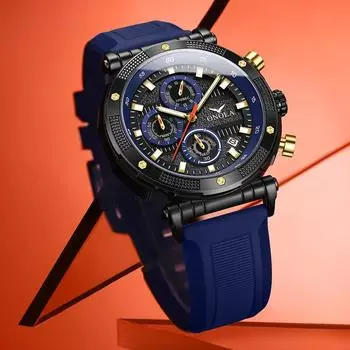 Кварцевые наручные часы повседневные многоцветный ремешок мужские часы роскошные водонепроницаемые светящийся хронограф дата Reloj Hombre оранжевый