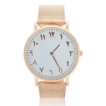 Кварцевый механизм, ремешок из нержавеющей стали, аналоговые наручные часы с круглым циферблатом (Розовое золото)