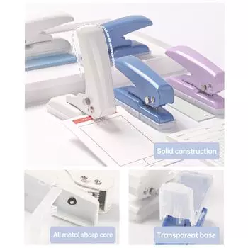 KWtriO Дырокол для бумаги с одним отверстием, мини-резак для самостоятельной работы, перфорация до 40 листов формата A4 A5 белый