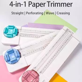 KWTrio Paper Trimmer 4in1 Роторный резак длиной 23 см с прямым, волновым, перфорационным и синий