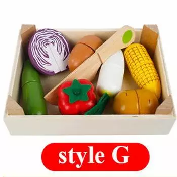 Кввди Деревянные кухонные игрушки Нарезка Фрукты Овощи Играть миниатюра Еда Дети игрушки еда