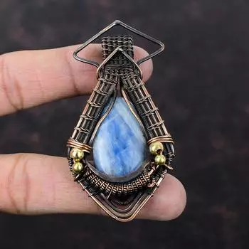 Kyanite Copper Pendant Copper Wire Wrapped Pendant Kyanite Gemstone Jewelry Handmade Unique Pendant Copper Wire Wrap Jewelry Gift For Mother