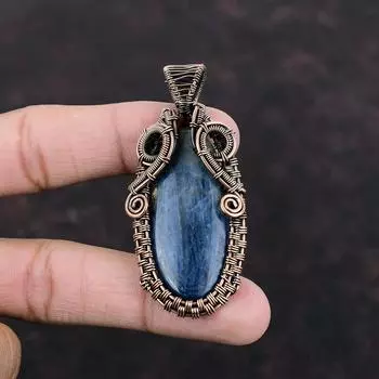 Kyanite Copper Pendant Gemstone Jewelry Copper Wire Wrapped Pendant Handmade Antique Jewelry Stylish Pendant Copper Jewelry Pendant For Gift
