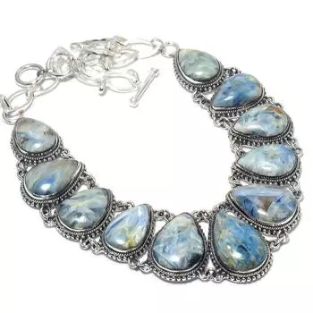 Ожерелье из серебра 925 пробы с кианитом, ручная работа, 18 дюймов JCN484-455