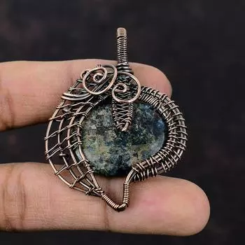 Kyanite Gemstone Pendant Copper Wire Wrapped Pendant Decent Pendant Kyanite Copper Jewelry Handmade Pendant Wire Design Jewelry Gift For Him