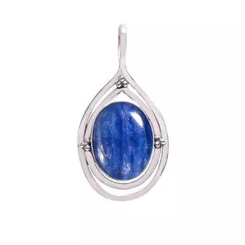 Kyanite - Nepal 925 Sterling Silver Pendant V8266, Blue Pendant, Oval Pendant, Valentin s Day Gift, Gift For Her, Birthday Gift, Handmade Jewelry, Sil