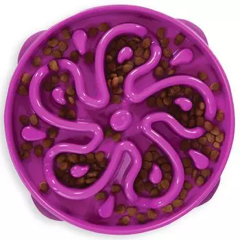 Kyjen DOG GAMES Quick Eating Prevention Large Dog Food Bowl SLO-BOWL (Berry)