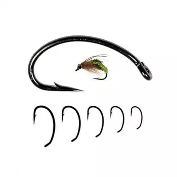 Kylebooker, 100 шт., классические изогнутые крючки с колючей мухой, связывающие яйцо ручейника, личинки креветок и поденок, крючки для нимфы, черный никель #2-#16 #8