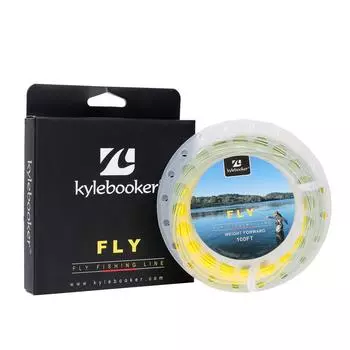 Kylebooker Gold Fly Line, вес 100 футов, плавающий вперед, 3, 4, 5, 6, 7, 8WT, двойной цвет, 2 сварные петли, Fly Line WF3F мох зеленого