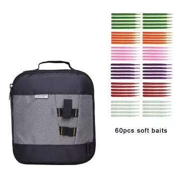 Kylebooker, мягкая приманка для рыбалки с 60 шт., 80 мм/0,76 г, мягкая приманка с имитацией морского червя, многоножки чёрный