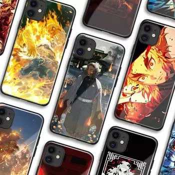 Kyojuro Rengoku Kimetsu no Yaiba аниме мягкий стеклянный чехол из ТПУ для телефона IPhone SE 6s 7 8 Plus X Xr Xs 11 12 13 Mini Pro Max Samsung Other Phone Model&Matte silicone Case
