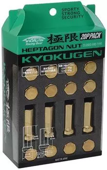 KYOKUGEN Гайка закрытого типа с семью гранями 42 мм, золото, 20 шт. HPF1A4 KYO-EI M12xP1.5 золотой