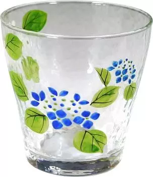 Kyoto colored glass Wakaba rocks glass (in presentation box) Hydrangea