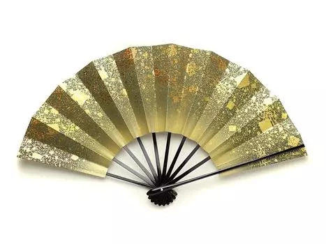 Kyoto Dance 9 5 Сделано в черном цвете, двойной, для японских танцев, в коробке, веер, фантазия, золото, см, минут, Япония, Киото, кость, двусторонний, танец, танец, зелёный