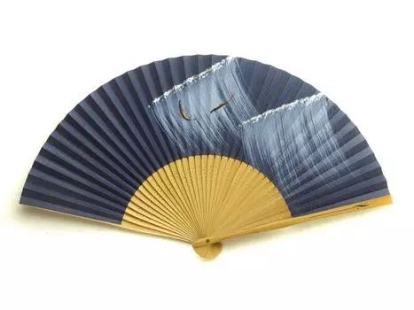 Kyoto Fan Ayu Fan Made in Japan Kyoto Paper Fan Double Sided Craftsman Handmade Japanese Pattern Men s Men s синий