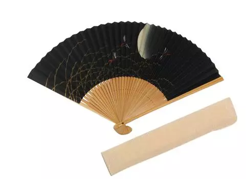 Kyoto Fan for Takenaka Bag Presentation Dragonfly [Hasegawa] Men, Dragonfly, Moon, Soot, Carving, Fan, Included, Box,