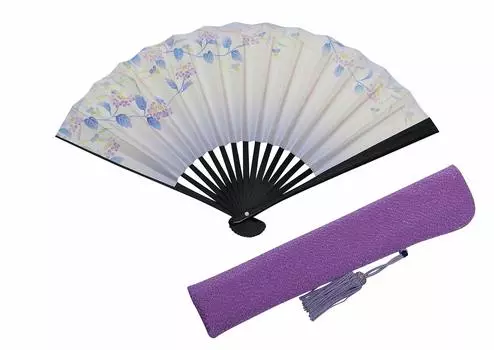 Kyoto Fan with Fan Bag and Cosmetic Box [Hasegawa] Women s (Hydrangea Purple)
