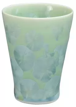 Kyoto Kiyomizu pottery Nagomi flower crystal KTA896 ware, ware, kiln, cup, (green)