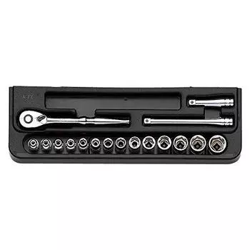 Kyoto Machine Tools (KTC) Socket Wrench Set TB214 Insertion Angle: 0.25 inches (6.3 mm), 17 Pieces, 1 Set