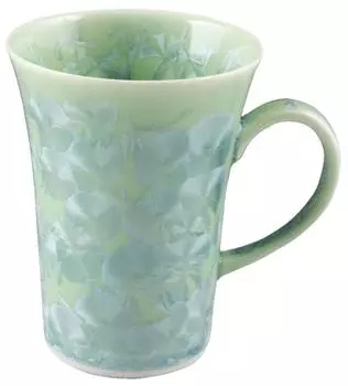 Kyoto ware Kiyomizu ware pottery kiln mug flower crystal KTA891 (green) зелёный