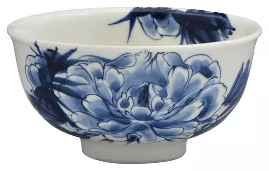Kyoto ware Kiyomizu ware pottery kiln rice bowl large dyed flower peony kta548-01