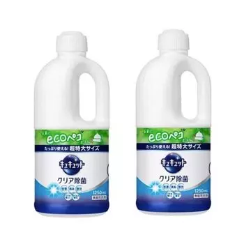 Kyu Kyu Средство для мытья посуды, сменный блок, большая емкость 1250 мл x прозрачный [оптовая закупка] (Сменный блок 2, дезинфицирующее средство)