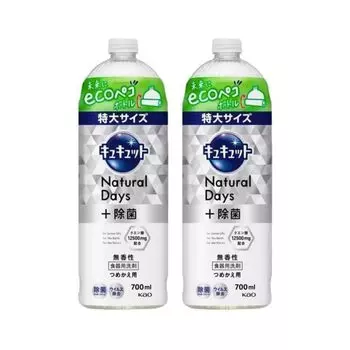 Kyu Kyu Средство для мытья посуды, сменный блок, бутылка Peco eco 700 мл, 700 мл x 2, Natural Days [Оптовая закупка] (Сменные части, без запаха)